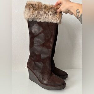 Donald J Pliner Tiara fur top cuff  heeled boots Women’s 9
